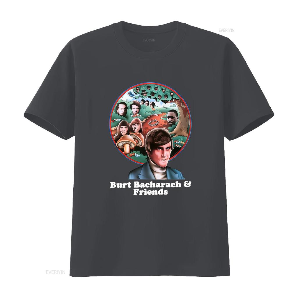 Burt Bacharach Friends Themed T Shirt Retro Art Design with Iconic Faces Nature Elements vintage Washed Versatile