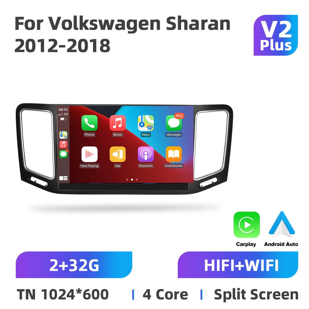 

Android 9-дюймовый автомобильный радиоприемник для Volkswagen Sharan 2012-2018 2Din мультимедийный видеоплеер Carplay Авто GPS-навигация WIFI