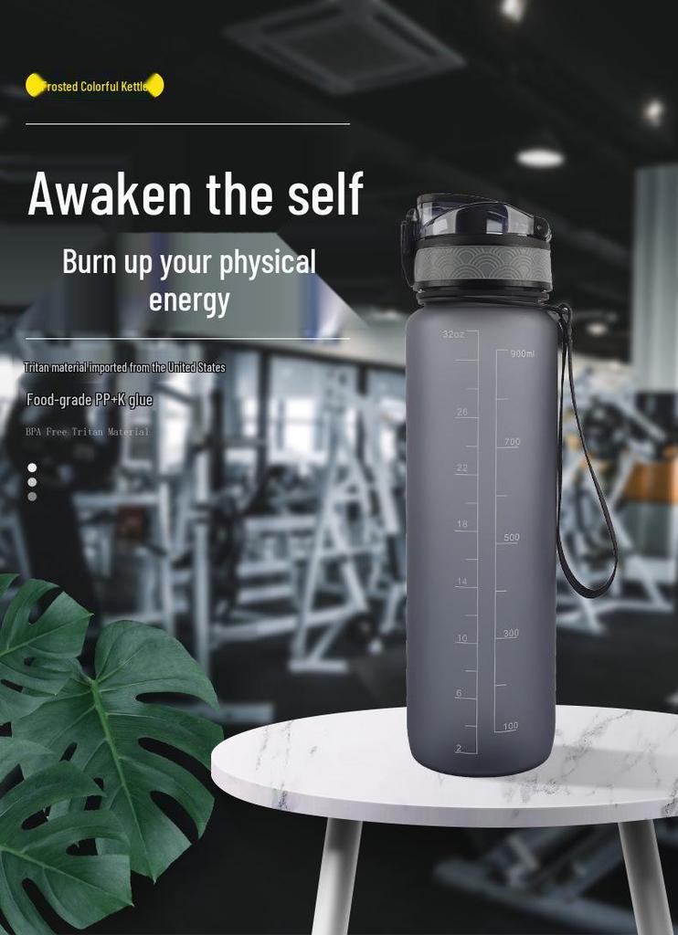 1000ml Large Capacity Tritan Sports Water Bottle with Handle for Fruit Tea