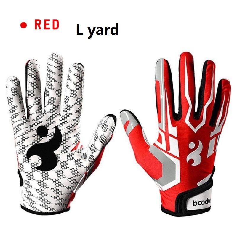 1 Pair Outdoor Rugby Gloves Full Finger Anti Slip Silicone Baseball American Football Gloves Adjustable Wristband Gloves