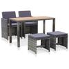 5 Piece Garden Dining Set Poly Rattan & Solid Acacia Wood Anthracite Grey