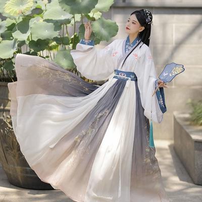 Women Chinese Hanfu Dance Wear Female Adult Costume Chinese Elegant Embroidered Waist Dancing Skirt