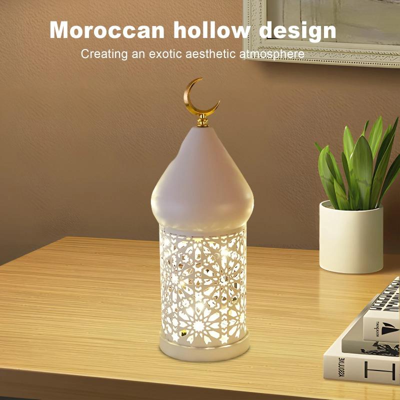LED Decorative Atmosphere Lamp Anti-Scratch Ramadan Metal Ornaments Lamp Battery Powered Candle Holder Tea Light for Home Decor