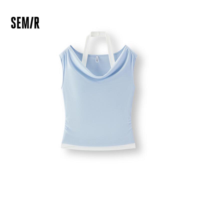 Женская облегающая футболка Semir с воротником-хомутом и завязками на шее, имитация двух предметов XXXL