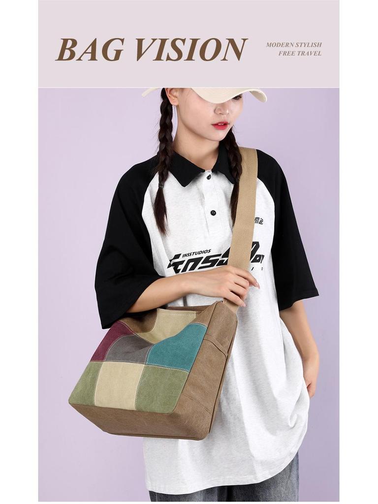 2025 Trendy Women's Large Capacity Korean Style Canvas Shoulder Bag