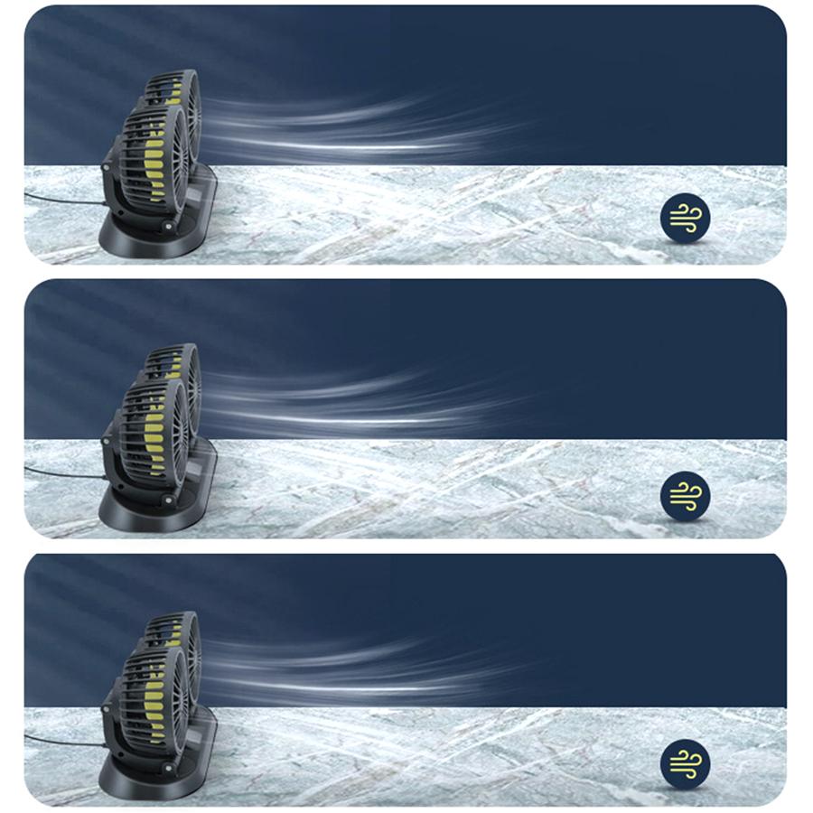 360 Degree Rotation Dual Head Vehicle Car Cooling Fan 12V Real-time Temperature