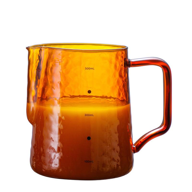

500ml Colored Handmade Glass Coffee Cup Clear Glass Measuring Cup With Handle Milk Jug Cafe Creamer Juice Tea Coffee Cups 401-500ml кофейный