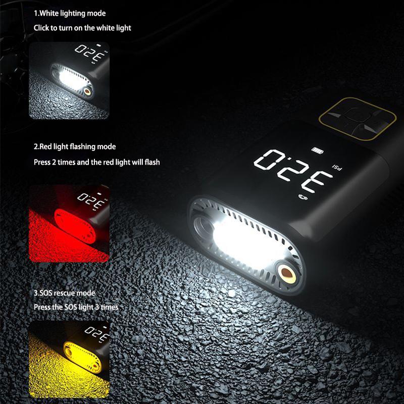 1Set Car Air Pump Portable Air Compressor Mini Self Propelled Electric Tire Pump Handheld Wireless Digital Display Charging Pump