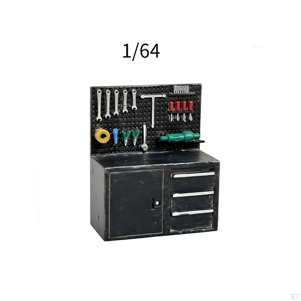 1/64 Scale Garage Tool Rack Simulation Cabinet Repair Tools for Workshop Shop
