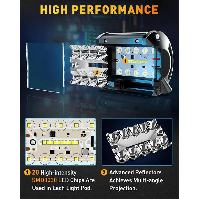 NAOEVO 4 Zoll 2 Stück LED Pod Lichter Spot Flut Combo LED Nebel Fahrlicht 4x4 Offroad Lichter Arbeitsleuchten für LKW Boot ATV UTV Jeep