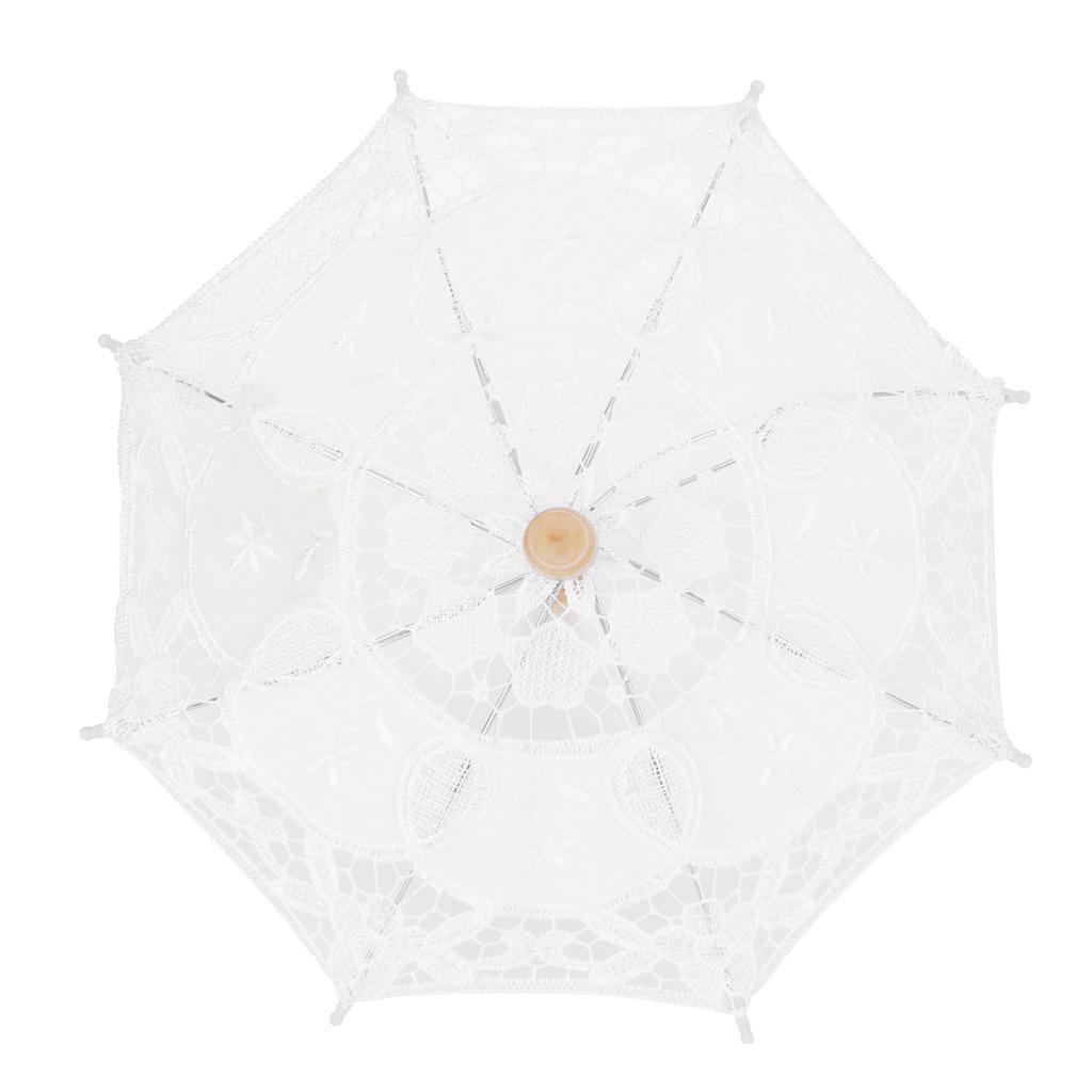 Lace Umbrella Parasol Vintage Wedding Bridal Umbrella for Photo Costume Party SuppliesS White