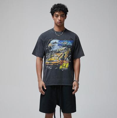 Streetwear Funny Graphic T-Shirt Cotton Washed Black Tshirt Unisex Tops Tees Summer Short Sleeves T Shirt