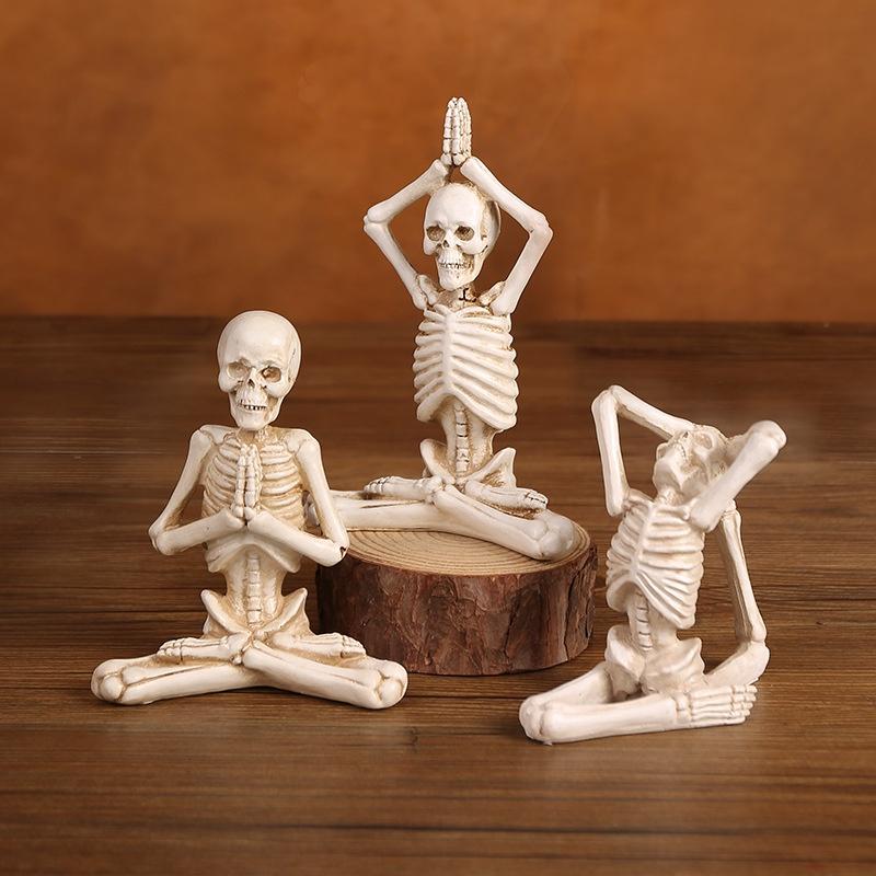 Geisha Halloween Skull Yoga Mini Ornament European Style Resin Craft Decoration