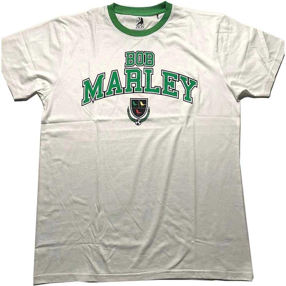 Bob Marley  Collegiate Crest  White Ringer T shirt - NEW XL