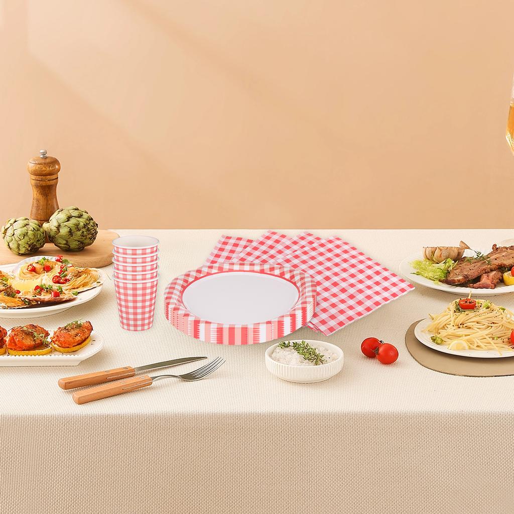 Vibrant Patterns And Bright Colors Disposable Dessert Plates For Party Supplies Paper Plates Gingham