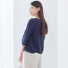 RIRIYĀNO Damen Chiffon Bluse/Hemd, 3/4 Ärmel, Anzug-Innenfutter, Knitterarm, Schnelltrocknend, für Pendler und Bürogebrauch (Größe L, Marineblau)