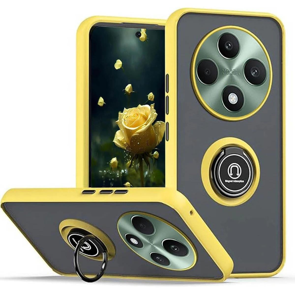 

Чехол Armor Matte для OPPO Reno 12F 12FS 5G Reno12 F FS, чехол-кольцо, магнитный держатель, подставка, противоударный чехол, Fundas OPPO Reno 12F 5G жёлтый