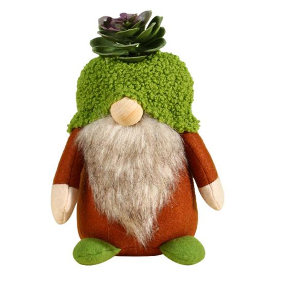 Plush Gnome Spring Decoration Cute Green Plant Gnome Doll for Tiered Tray Indoor Table Office Farmhouse Christmas Decoration