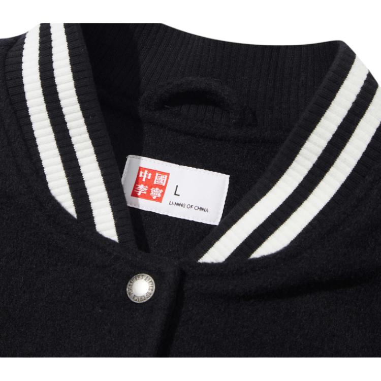 Li Ning X Pleasures Collaboration Letter Stripe Single-Breasted Jacket Women Jackets Black AJDT754-2