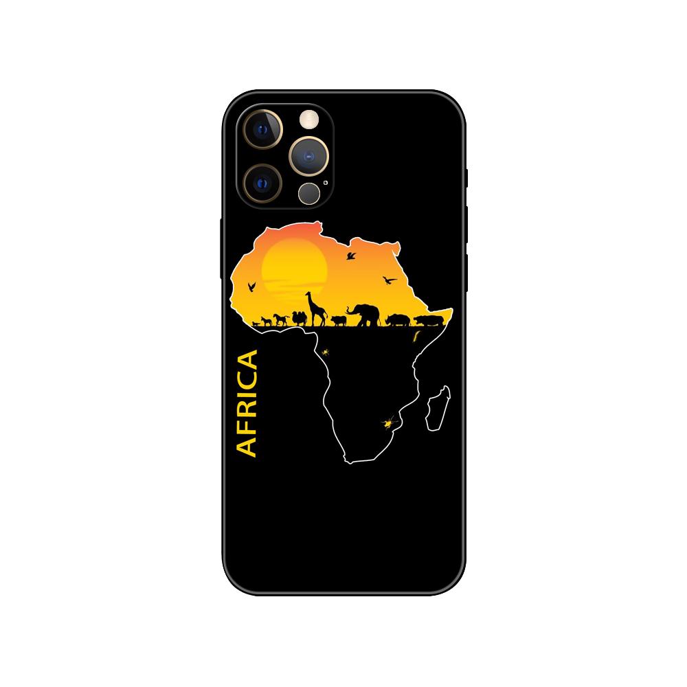 Afrika Karte telefon fall für iphone 5 5s 2020se 6 6s 7 8 plus x 10 XR XS 11 12 13 mini pro MAX schwarz tpu zurück abdeckung