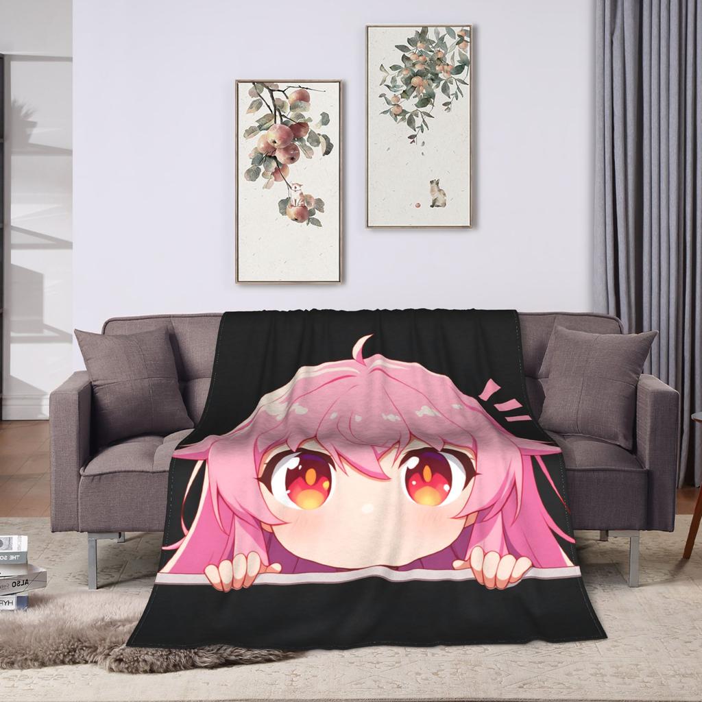 Mirai Nikki Gasai Yuno Flannel Blankets Spring  Warm Throw Blanket for Girls Boys Bedroom Street Trend Bedspread Sofa Bed Cover