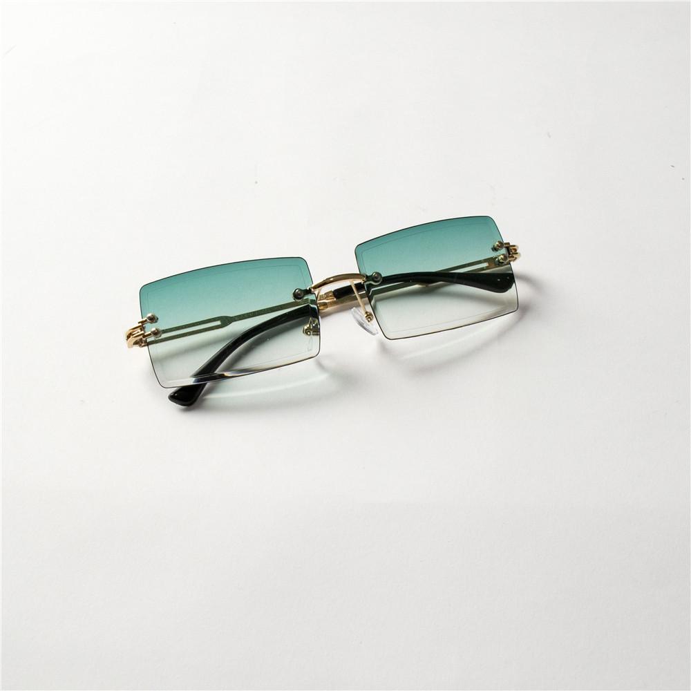 Fashion Rimless Sunglasses Women Trendy Small Rectangle Sun Glasses  Summer Traveling Style Brown Shades for Men