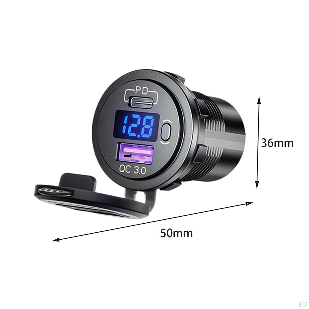 USB Outlet Car Charger Adapter PD + Quick Charge 3.0 30W Compact