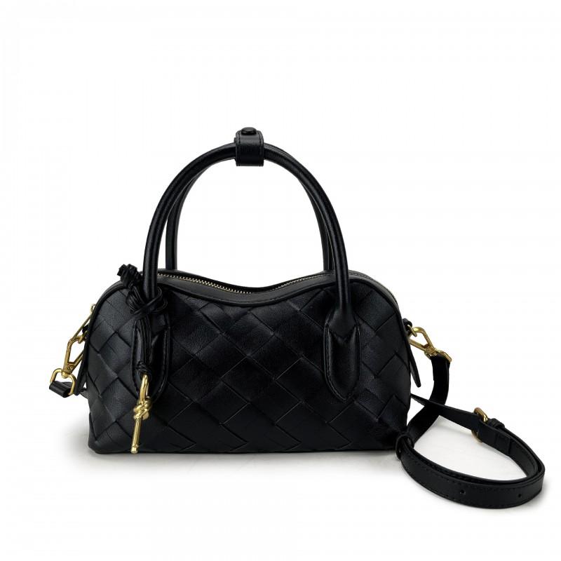Genuine Leather Woven Shoulder Bag Women Soft Pillow Shape Crossbody With Zip Inner Phone Pocket