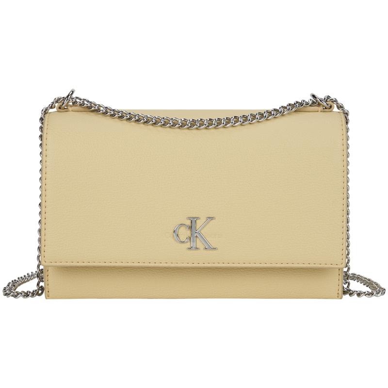 Calvin Klein Calfskin Textured Flap Chain Shoulder Bag Women Shoulder Bag Chick-Yellow DH2806-RM0 RM0-Chick Yellow