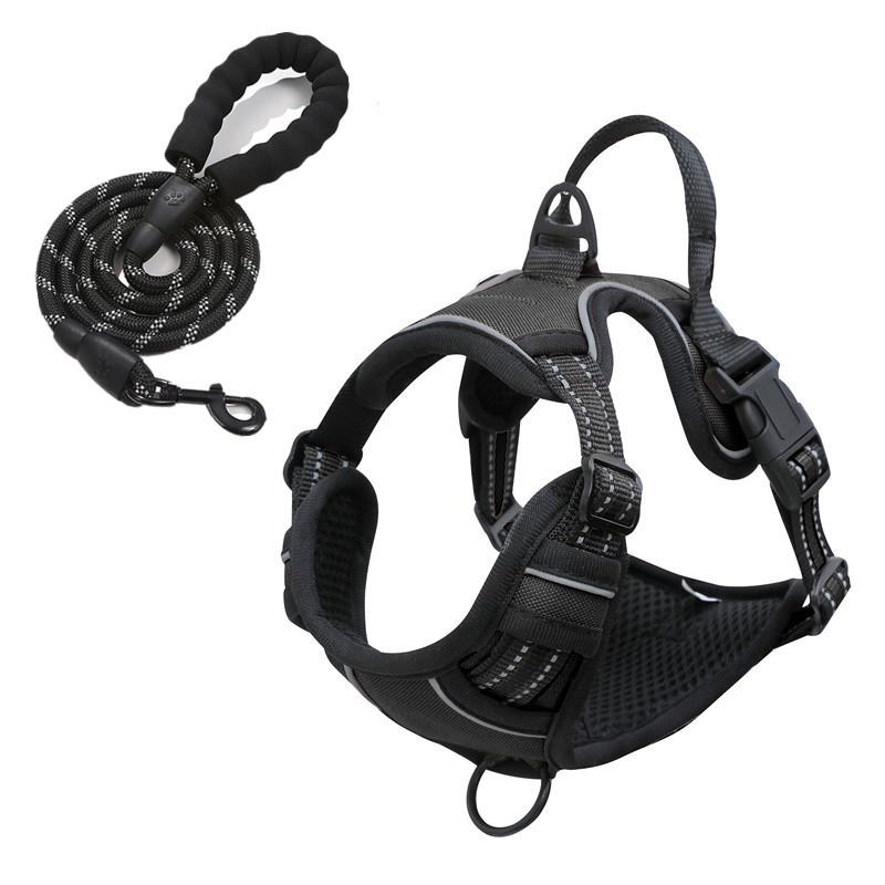 Set Ham Reflectorizant Dublu Strat pentru Câine și Lesă cu Guler cu Cataramă