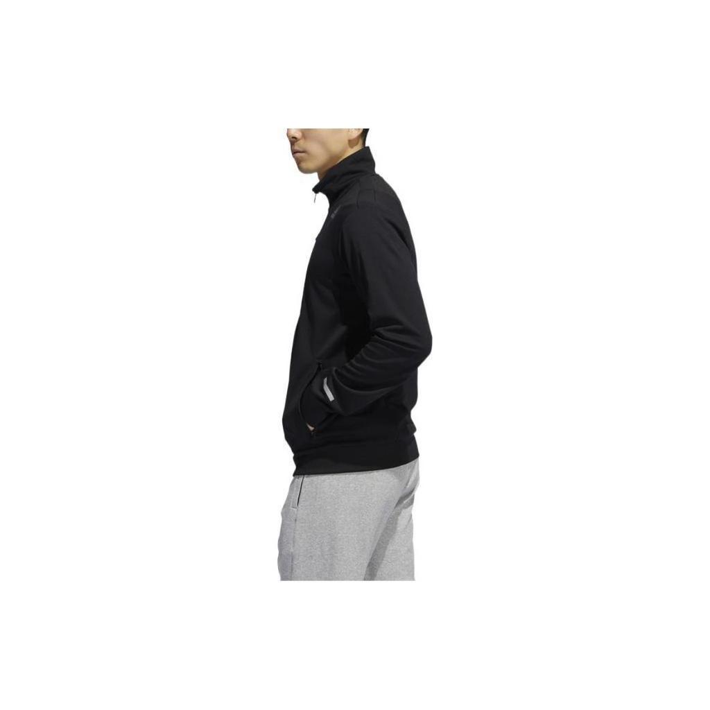 Adidas Logo Print Stand Collar Zip Jacket Men Outerwear Black GL2188