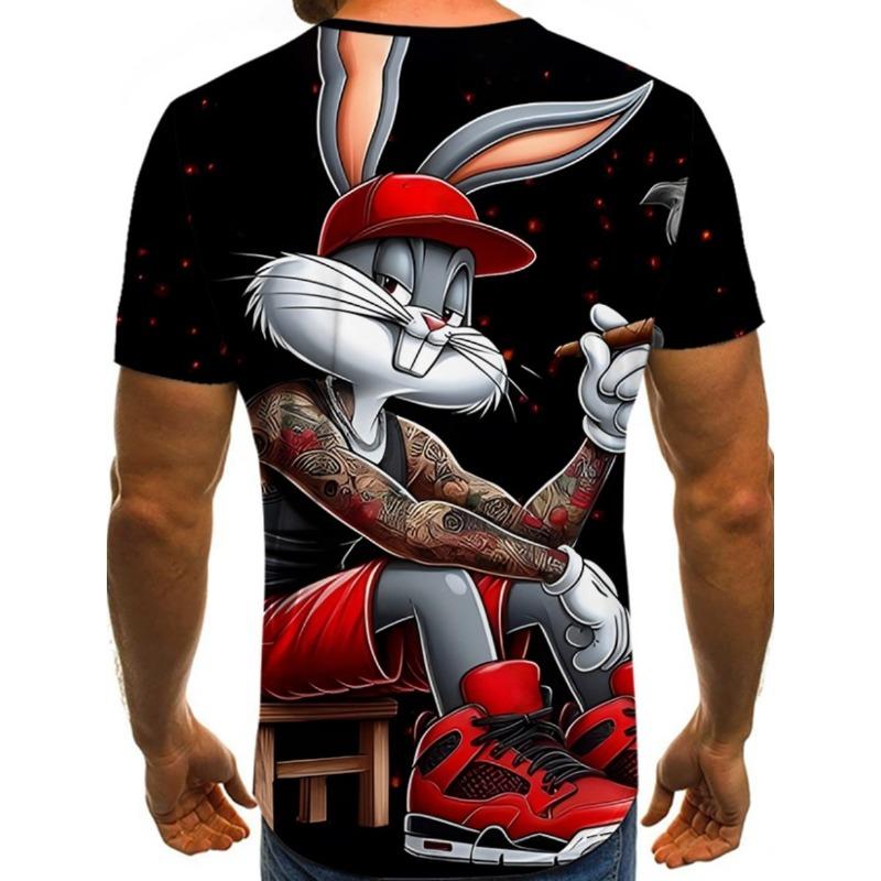 Hot selling trendy creative personality anime animal series 3D printed short sleeved men's casual round neck T-shirt for men