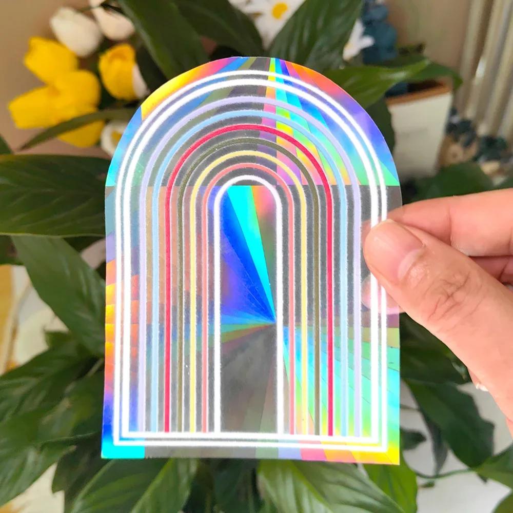 PVC 3D Regenbogen Sonnenfänger Wandaufkleber Katze Bär Raumschiff Planet Sonnenfänger Selbstklebende Fensteraufkleber Zimmer Heimdekoration