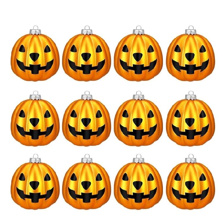 12Pcs Harvest Pumpkin Hanging Charm Halloween Pumpkin Baubles for Halloween Festivals Home and Parties Embellishment