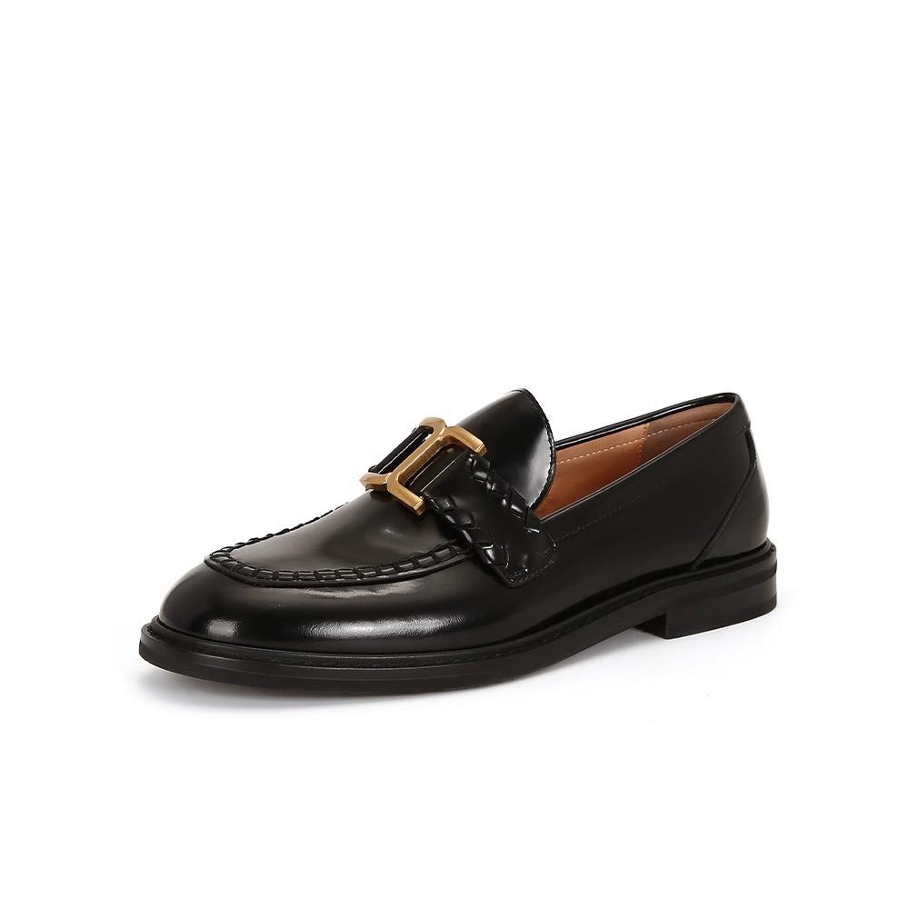 

Женские лоферы из коровьей кожи в британском ретро-стиле с металлической пряжкой, ленивые кожаные одинарные туфли, маленькие кожаные туфли 39