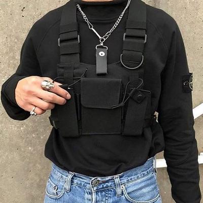 Functional Tactical Chest Bag For Men Woman Fashion Bullet Hip Hop Vest Streetwear Bags Casual Waist Pack Unisex Black Chest Rig Bag