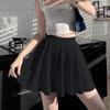 Women Summer Sexy Fashion Loose Ice Silk Mini Skirt High Waist Slim Fit Pleated A-Line Skirt Solid Color Skirt Club Wear
