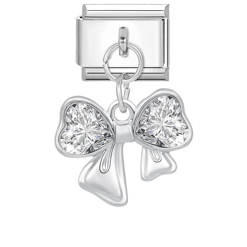 Modular Italian Steel Diamond Charm Bracelet - Personalized Handmade Jewelry Accessory