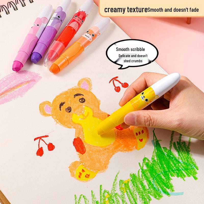 Colorful No-Mess Rotating Crayon Sticks - Water-Soluble, Large Capacity, Oil Painting for Kids