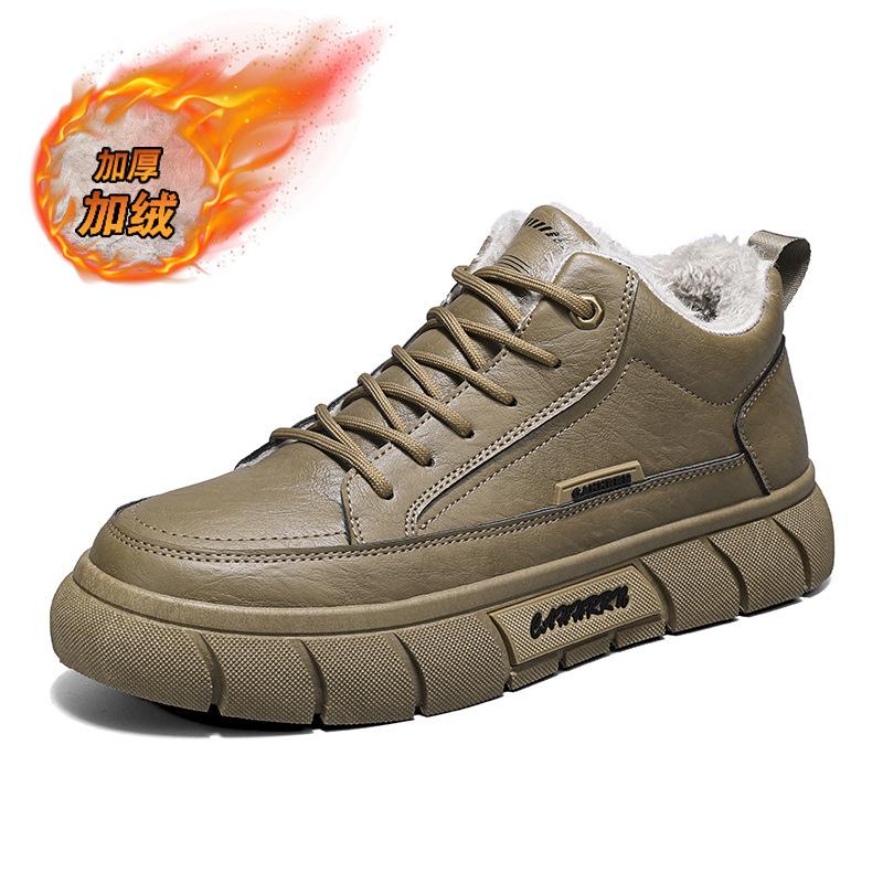 Thick-soled heightening board shoes men's winter new student retro trend fleece thickened flat-bottomed casual sports men's shoes