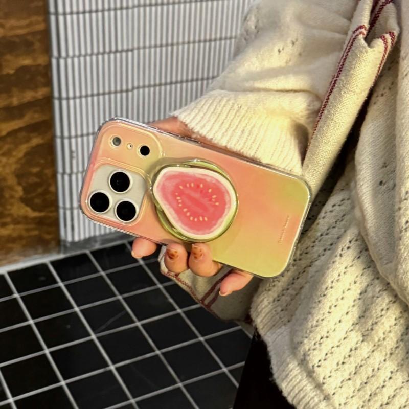 Fruit Guava 3D Cute Magnetic Mobile Phone Case with Holder iPhone 17 Pro Max 16 15 14 13 Pro Max Cover