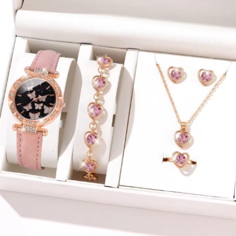2024 TEUM Korean Style Leather Ladies Quartz Watch with Rhinestone Jewelry
