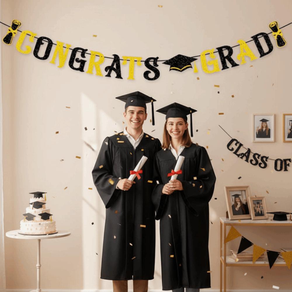 Glitter Decor Graduation Party Banner Reusable Party Scene Prop  Photo Background