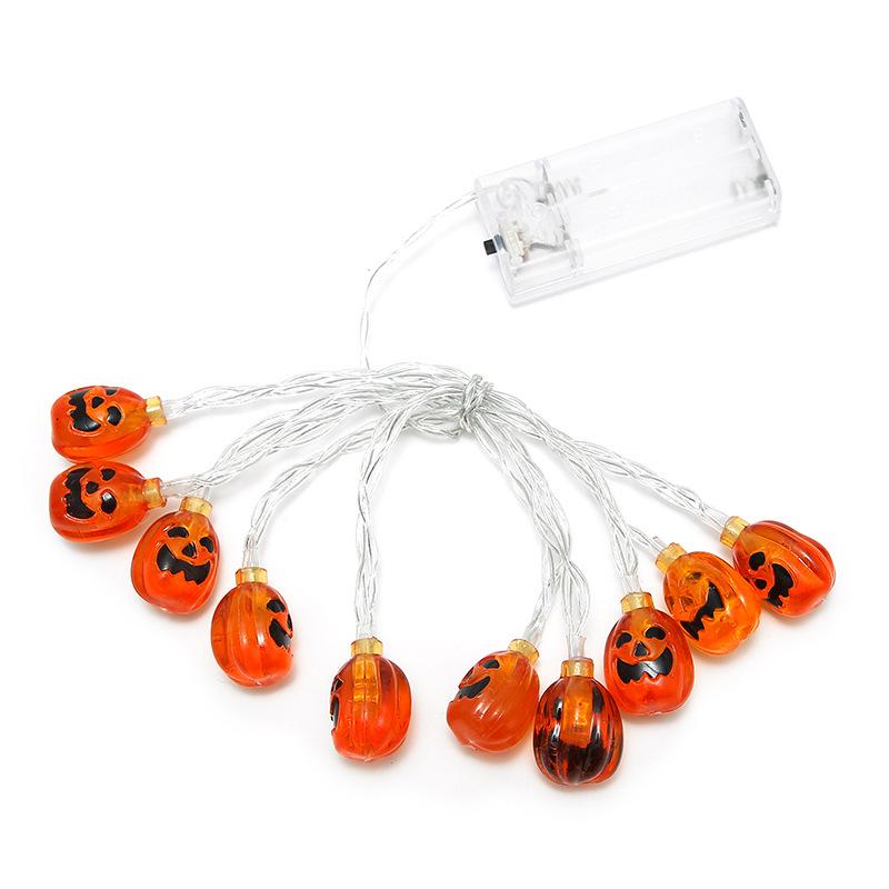 

Halloween LED String Lights Set: Battery-Operated Transparent Wire with Bat, Pumpkin, and Ghost Designs 1.5m 10 Lights Battery