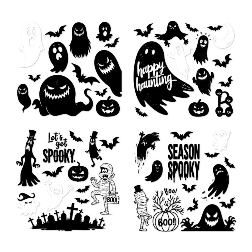 Halloween Static Window Clings with and Moon Designs, Removable Decals for Window Decor