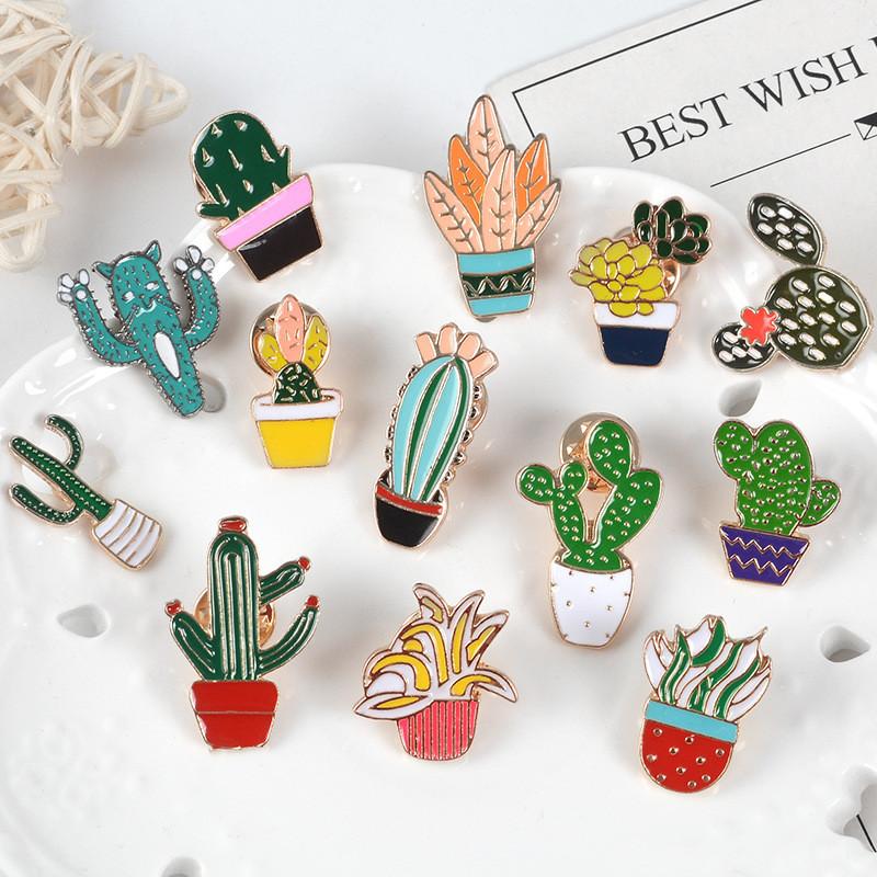 Unique Cartoon Creative Cactus Brooch Pin Accessory For Fashionable Apparel Use