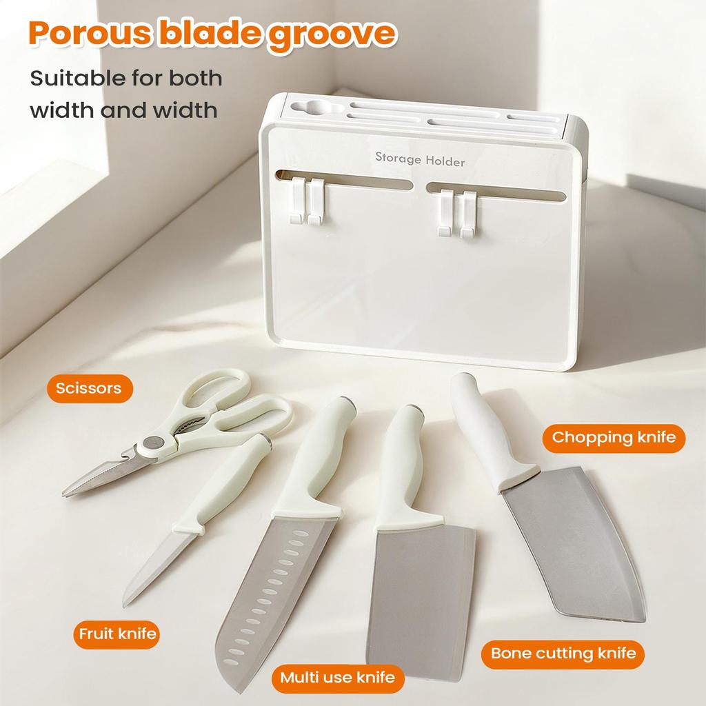 Wall Mounted Cutter Holder Scissors Organizer with Hooks Cutter Storage Rack for Peeler Dishcloth Sponge Brush Kitchenware