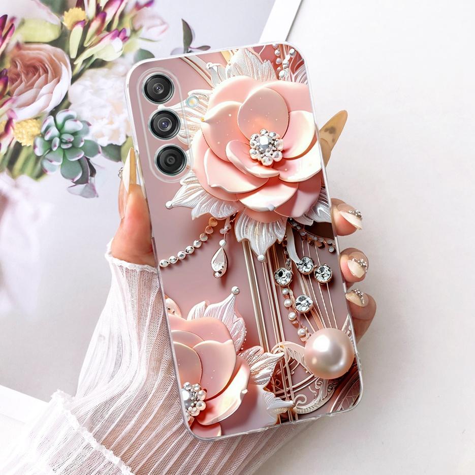 Etui do Samsung Galaxy M55 SM-M556B Nowe Kwiaty Motyl Malowane Pokrowiec Miękki Silikonowy Etui Do Samsung M55 M 15 Galaxy M15 Torby