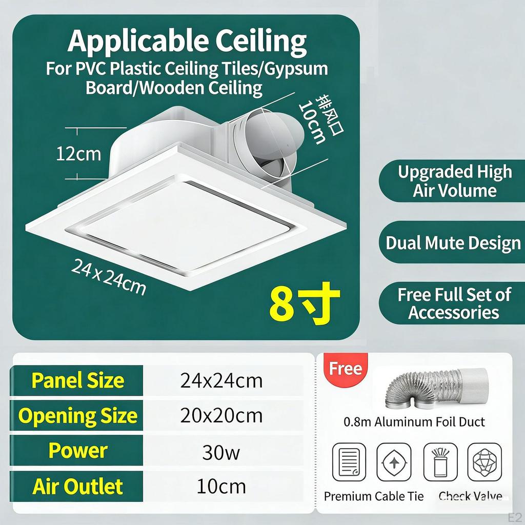 Koupelnový odsávací ventilátor Stropní pro kuchyň