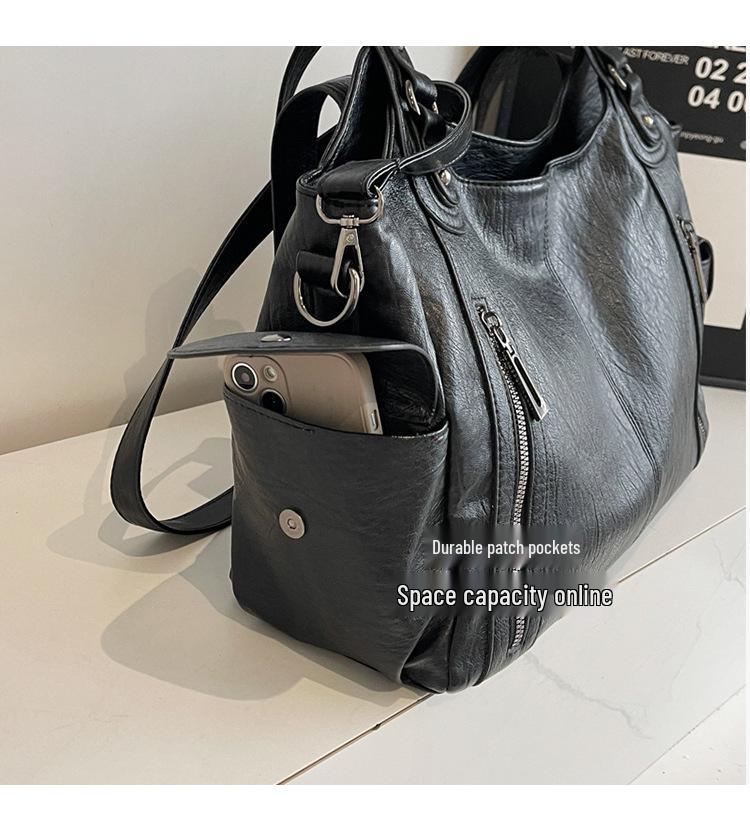2025 Trendy Women's Retro-Style Tote: Large Capacity, Simple, Versatile, Single Shoulder & Crossbody Handbag.
